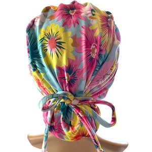 Watercolor Floral Scrub Cap: Soft Stretchy Nurse Hat image 8