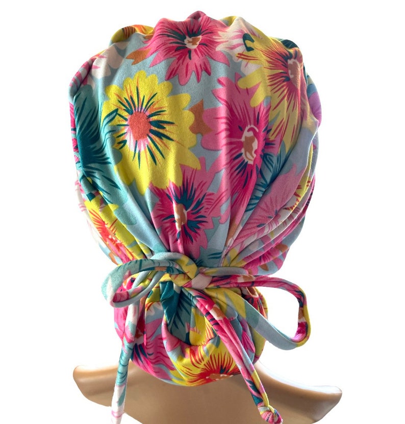 Watercolor Floral Scrub Cap: Soft Stretchy Nurse Hat image 8