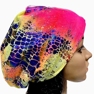 Tie Dye Hologram Foil Scrub Cap: Adjustable Surgical Hat