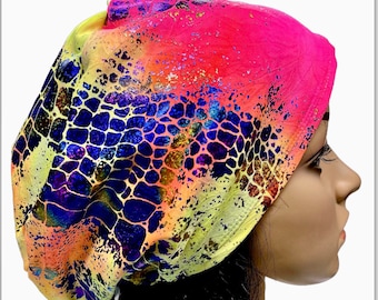 Tie Dye Hologram Foil Scrub Cap: Adjustable Surgical Hat