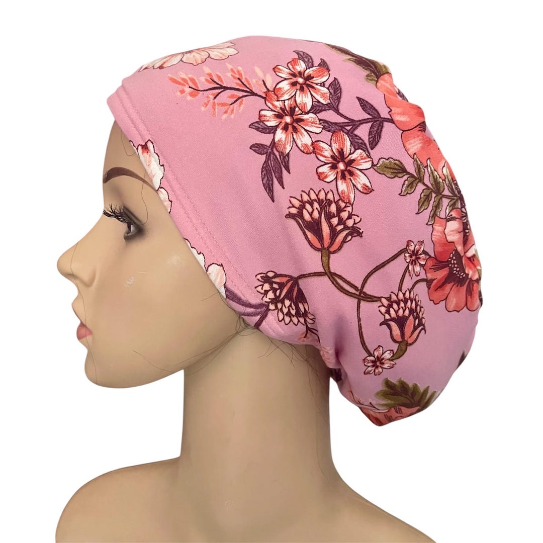 Blush Pink Anemone Floral Surgical Scrub Cap: Soft Stretchy Flowers ...