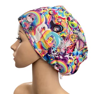 Aliens Fun Colorful Scrub Cap: Soft Stretchy Adjustable Surgical Hat - Euro or Skull Style
