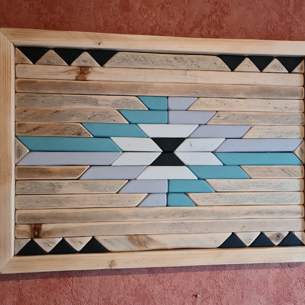 Southwest Style, Geometrisch, Holzbild, Indigen