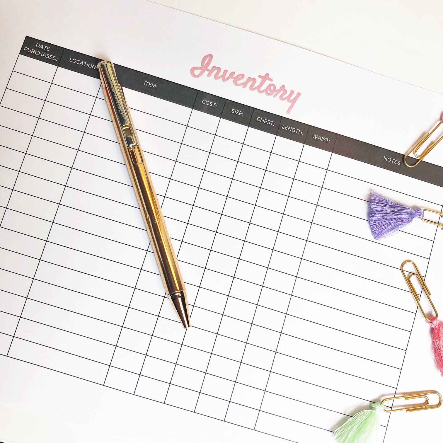 Poshmark Inventory Sheet 2 Etsy