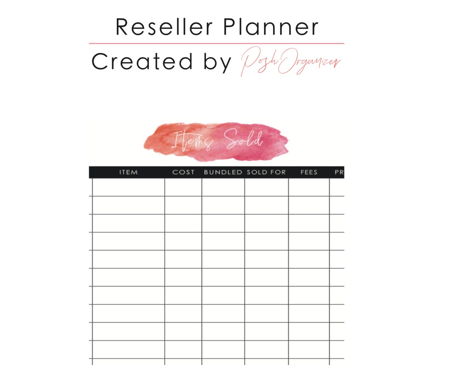 Items Sold Poshmark Tracker - Etsy