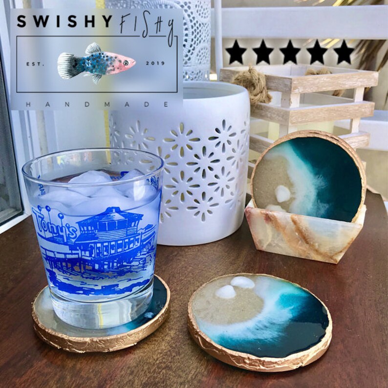 Geode Ocean Resin Coasters BEST SELLER Geode Edge Coaster Etsy