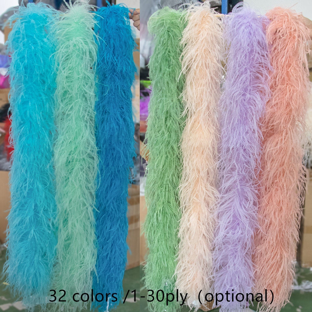 25ply Big Boa Fluffy Ostrich Feather boa Scarf 2 Meters Wedding Party  Clothing Sewing Decoration Tops Customized Multicolor