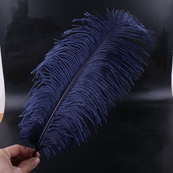 AAA+ 100pcs High quality 20-22 inches navy blue  ostrich feather wedding decoration diy vase arrangement dress making handmade feather