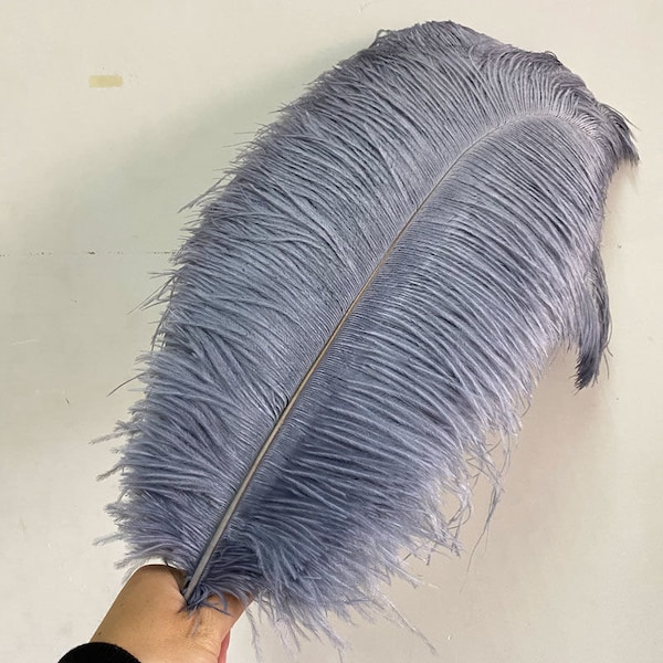 AAA+ 100pcs High quality 20-22 inches grey ostrich feather wedding decoration diy vase arrangement dress making handmade feather