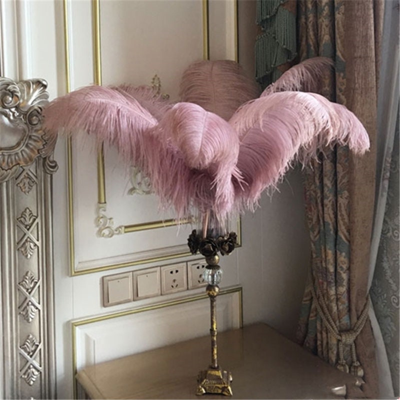 Black and Hot Pink Ostrich Feather Centerpiece With Eiffel Tower