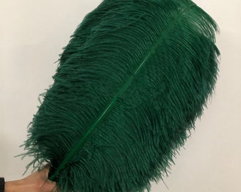 AAA + 100pcs Alta calidad 20-22 pulgadas verde oscuro pluma de avestruz decoración de bodas diy arreglo de jarrón vestido haciendo plumas hechas a mano