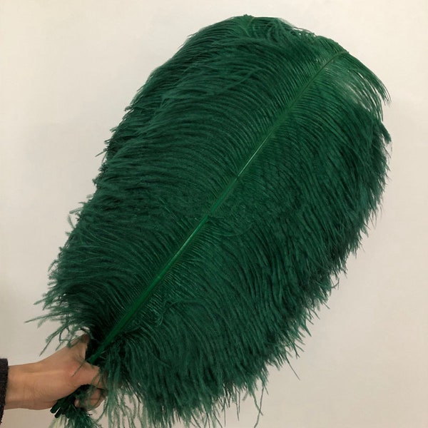 AAA+ 100pcs High quality 20-22 inches dark green ostrich feather wedding decoration diy vase arrangement dress making handmade feather