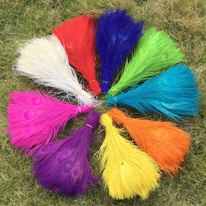 high quality 20pcs peacock feathers 10-12inch beautiful natural peacock feather Diy jewelry Decorative Deco fittings /9 Colors Optional
