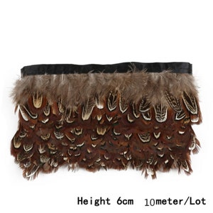 High Quality 10 Meter Natural Rooster Feather Ribbon 3CM-5CM Pheasant Feather Trims for Wedding Decoration DIY Clothes Accessories #10