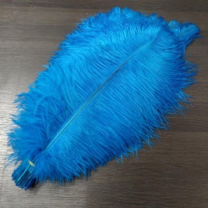 AAA+ 100pcs High quality 20-22 inches sky blue  ostrich feather wedding decoration diy vase arrangement dress making handmade feather