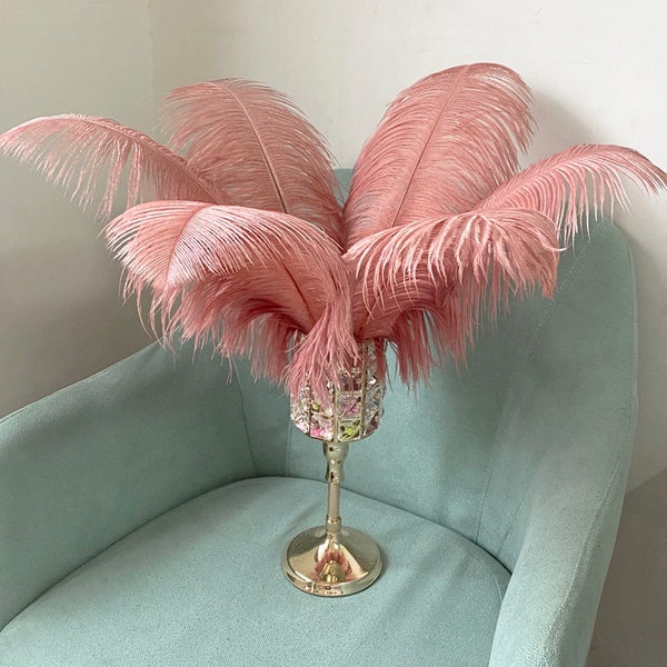 AAA+ 100pcs High quality 20-22 inches Bean Paste  ostrich feather wedding decoration diy vase arrangement dress making handmade feather