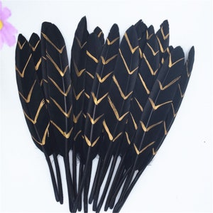 Wholesale 50pcs Gold Dipped Feathers Goose Feathers for Crafts 10-15CM/4-6inch Natural Pheasant Feather Plumes for Jewelry Making