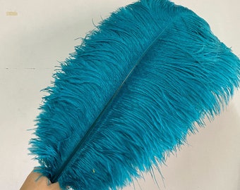 AAA+ 100pcs High quality 20-22 inches blue cyan  ostrich feather wedding decoration diy vase arrangement dress making handmade feather