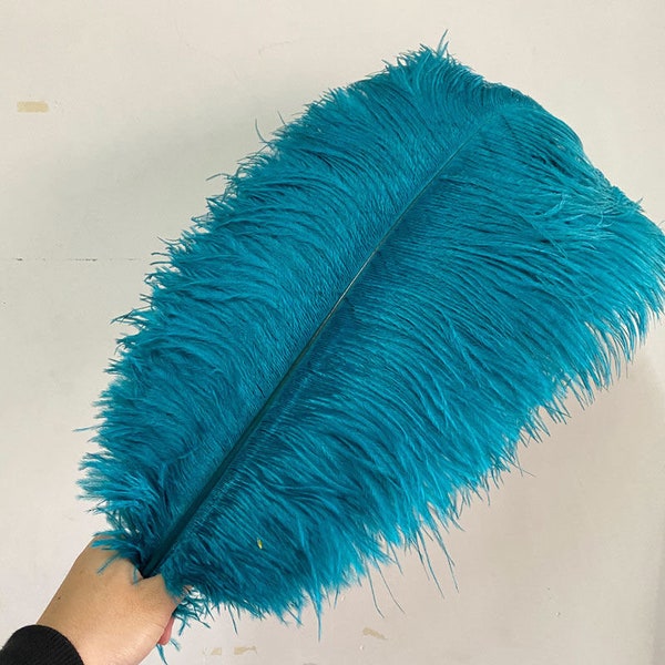 AAA+ 100pcs High quality 20-22 inches blue cyan  ostrich feather wedding decoration diy vase arrangement dress making handmade feather