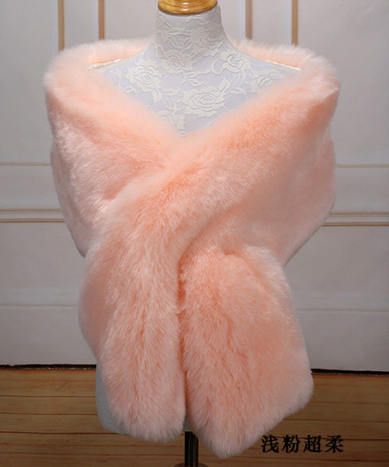 Hand-sewn Faux Fur Bridal Body Fur Wrap Bridal Faux Fur Shawl Bridal Fur Shawl Shawl Wedding Faux Fur Wrap Shrug 40 colors/optional image 8