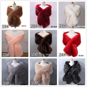 Hand-sewn Faux Fur Bridal Body Fur Wrap Bridal Faux Fur Shawl Bridal Fur Shawl Shawl Wedding Faux Fur Wrap Shrug 40 colors/optional image 4