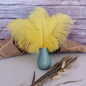 yellow Ostrich Feather 100pcs 6-30Inch/15-75CM Home Decor Wedding Arrangement High Quality Handmade Feathers