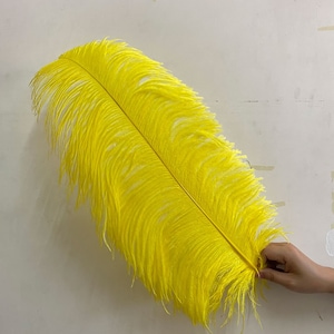 AAA+ 100pcs High quality 20-22 inches yellow  ostrich feather wedding decoration diy vase arrangement dress making handmade feather