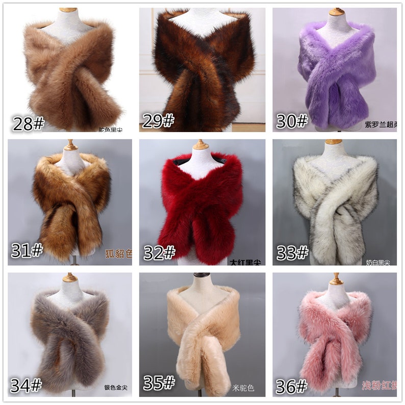 Hand-sewn Faux Fur Bridal Body Fur Wrap Bridal Faux Fur Shawl Bridal Fur Shawl Shawl Wedding Faux Fur Wrap Shrug 40 colors/optional image 5