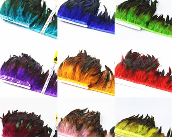 High Quality 10 Meter Chicken Rooster Tail Feather Trims Ribbons 10-15CM Strip for Dress Skirt Clothing Making Wedding Decoration