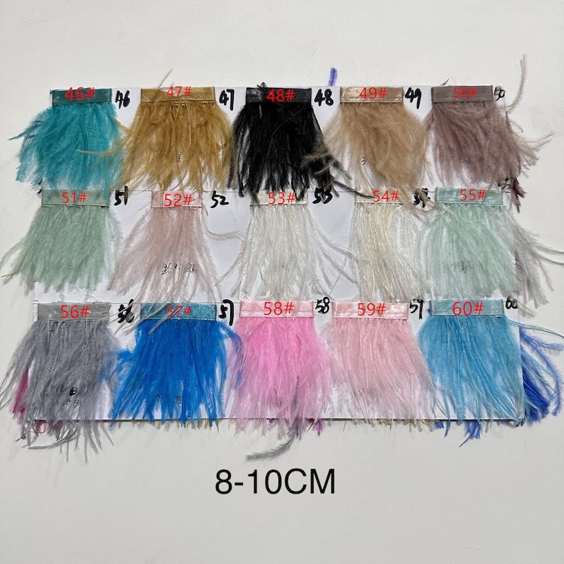 Plumes d'autruche sur ruban, 10 mètres, garniture à franges, 8-10CM, accessoires artisanaux, plumes d'autruche noires et blanches, garnitures de couture image 5