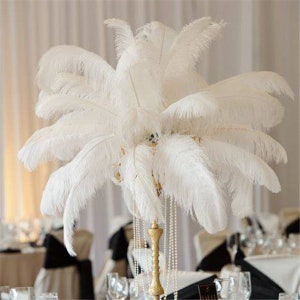 AAA+ 100pcs High quality 20-22 inches white ostrich feather wedding decoration diy vase arrangement dress making handmade feather