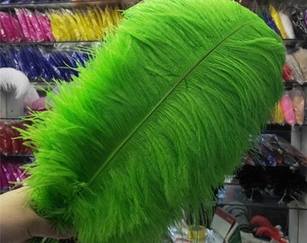 AAA+ 100pcs High quality 20-22 inches fruit green ostrich feather wedding decoration diy vase arrangement dress making handmade feather