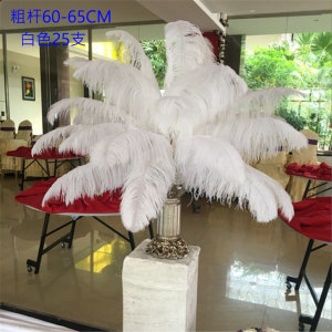 AAA 100pcs High quality 20-22 inches white ostrich feather wedding decoration diy vase arrangement dress making handmade feather image 3