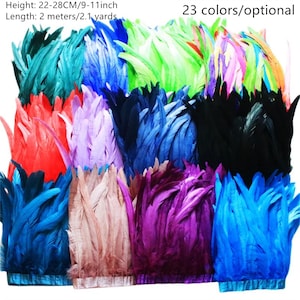 2 metri 22-27 cm coda di gallo piume finiture accessori per cucito pennacchio colorato frange cucito piume di carnevale decorazioni natalizie fai da te