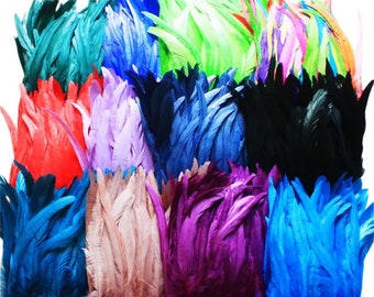 2meters 22-27cm Rooster Tail Feather Trims Needlework Accessories Colored Plume Fringes Sewing Carnival Feathers DIY Holiday Decorations