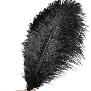 AAA 100pcs High quality 20-22 inches black ostrich feather wedding decoration diy vase arrangement dress making handmade feather image 8