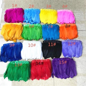 High Quality 2M / package 10-15cm /4-6inch/15 Colours Available Goose  Trim Feather Fringe