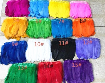 High Quality 2M / package 10-15cm /4-6inch/15 Colours Available Goose  Trim Feather Fringe