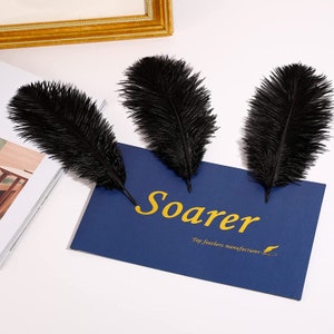 AAA 100pcs High quality 20-22 inches black ostrich feather wedding decoration diy vase arrangement dress making handmade feather image 7