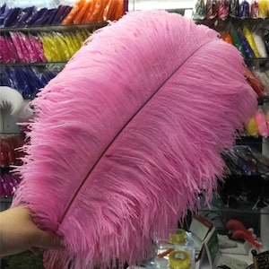 AAA+ 100pcs High quality 20-22 inches pink  ostrich feather wedding decoration diy vase arrangement dress making handmade feather