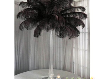 AAA+ 100pcs High quality 20-22 inches black ostrich feather wedding decoration diy vase arrangement dress making handmade feather