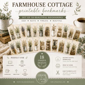 Marque-pages fleuris style ferme | Lot de 18 motifs vintage (Téléchargement numérique)