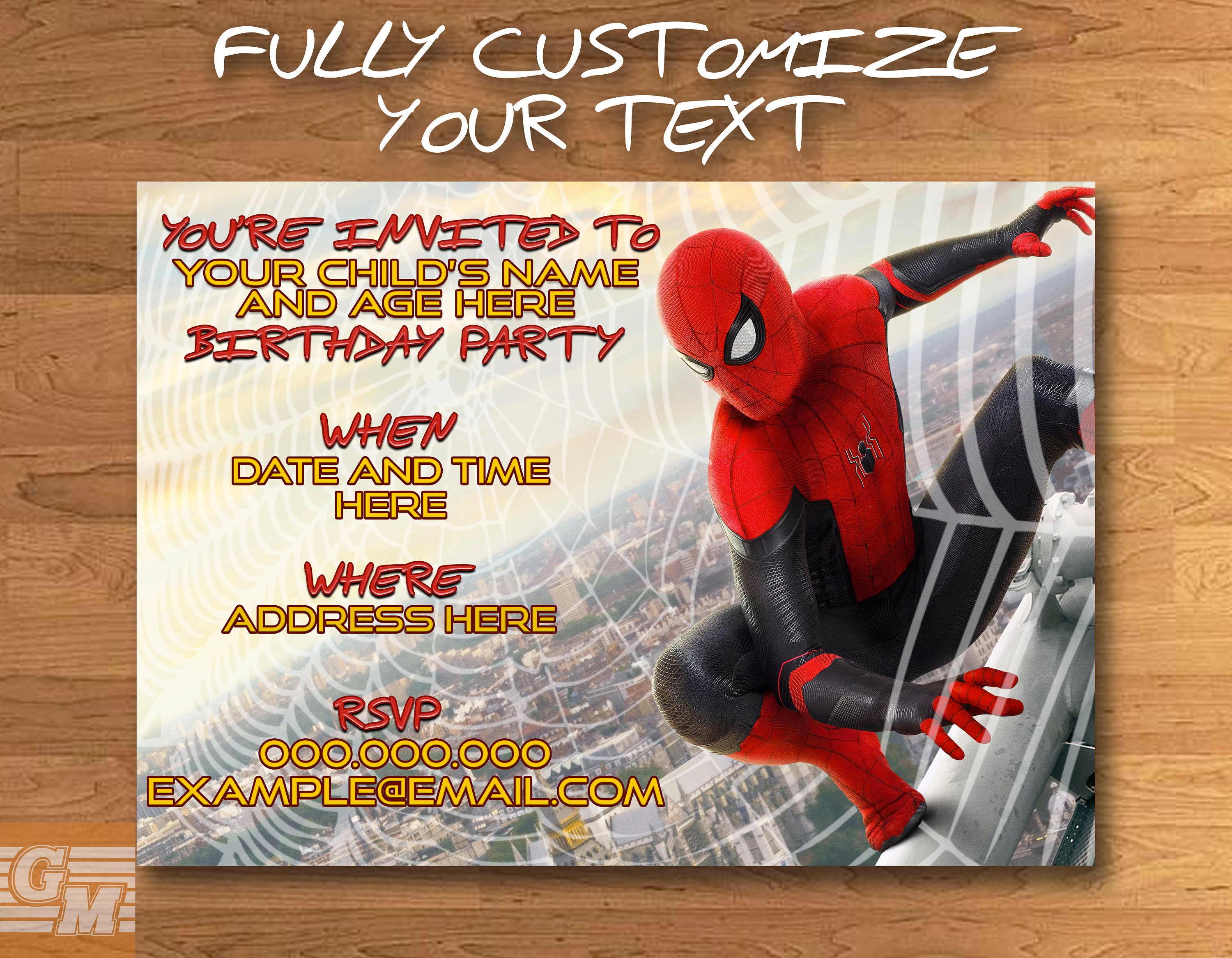 Spiderman Customized Digital Party Invitation Card | Etsy