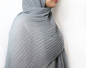 Chiffon Hijab / Pleated Chiffon Hijab/ Chiffon Head Scarf / Shawl Wrap /  Eid Chiffon Hijab / Women Chiffon Scarf