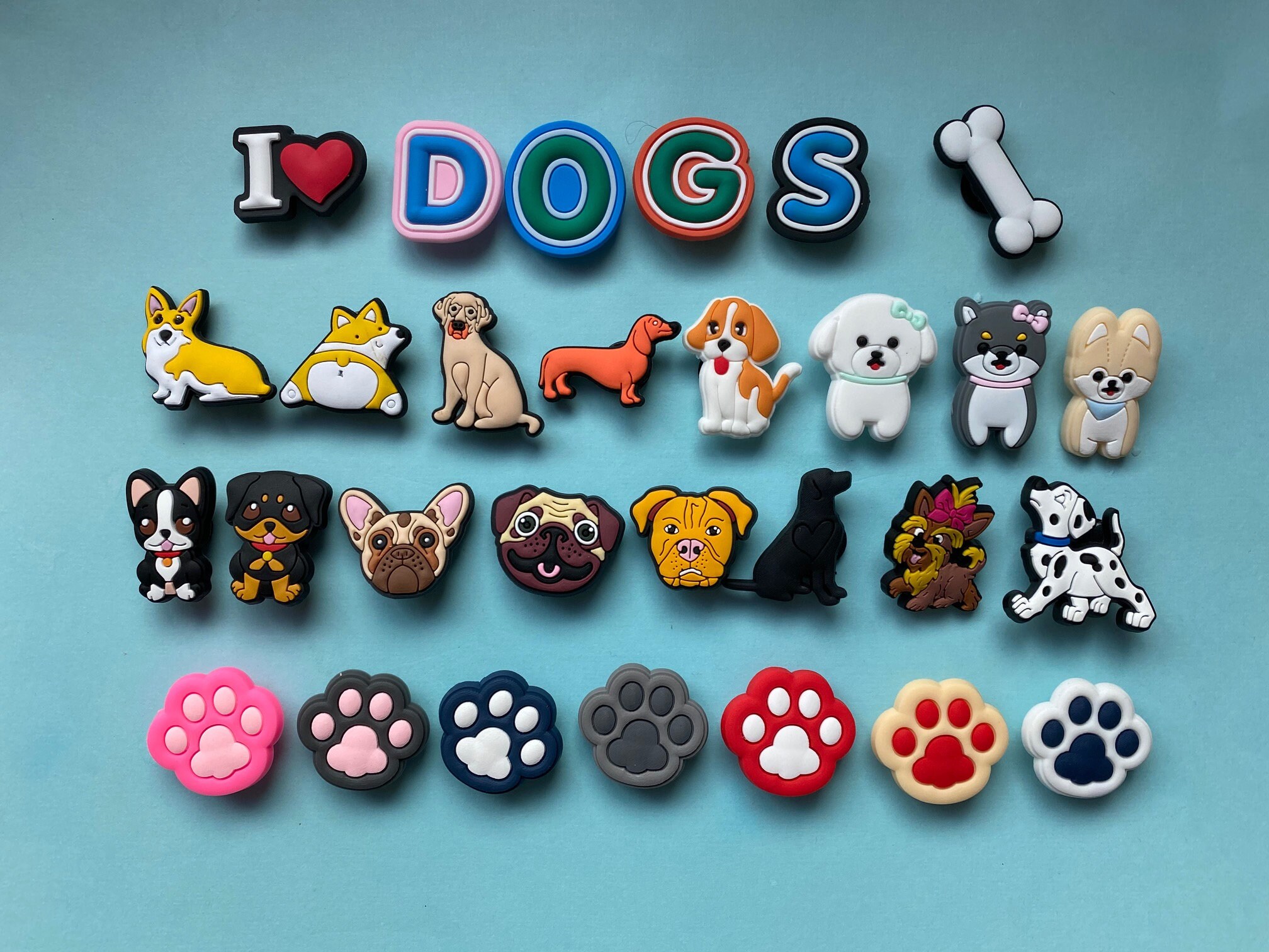 Dogs PVC Shoe Charms for your Crocs / Silicone Bracelet, Party Favors…