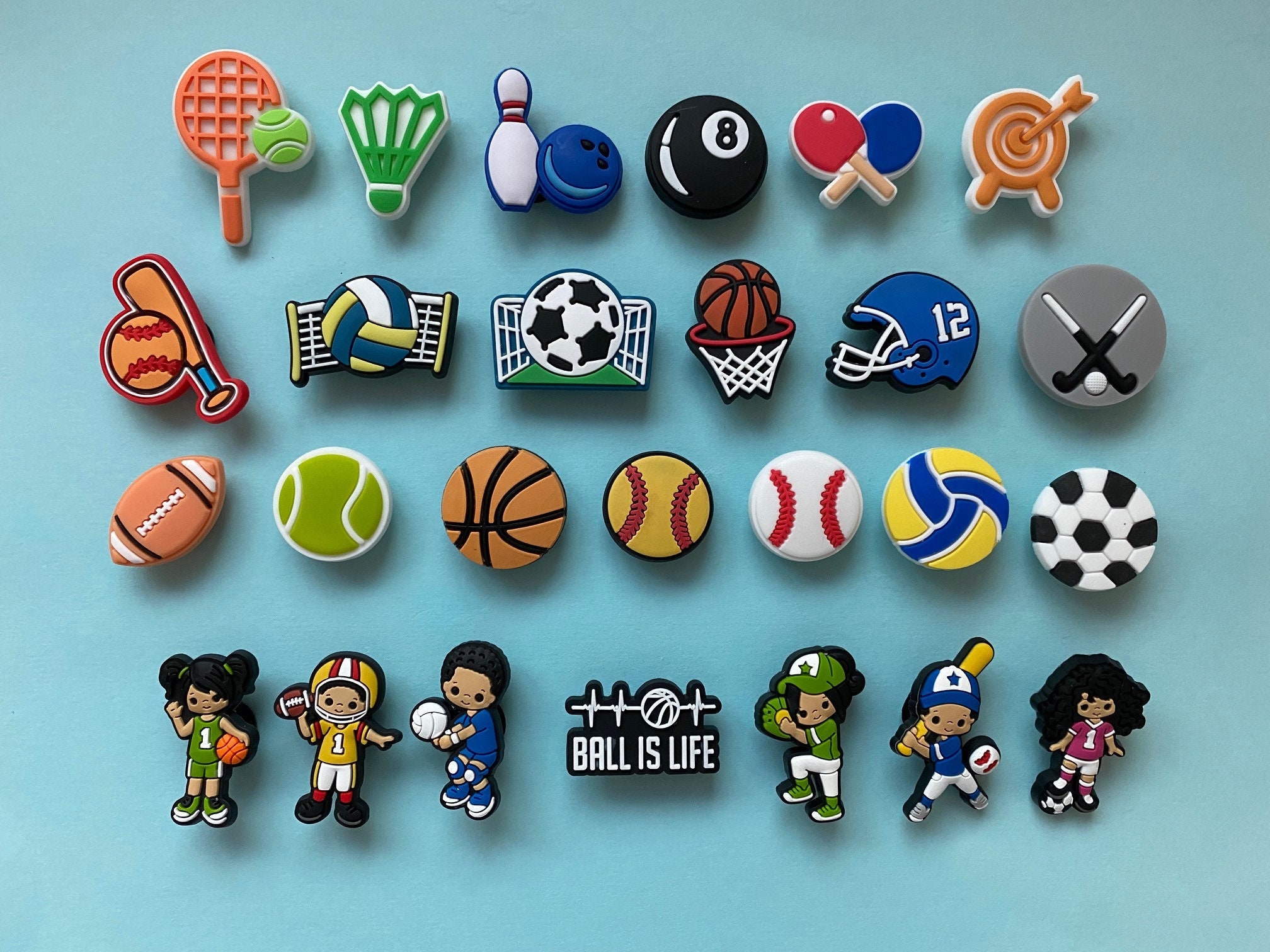 Sports PVC Shoe Charms for your Crocs / Silicone Bracelet, Party Favo…
