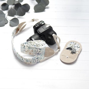 Camera Strap, Camera strap with leaves, floral camera strap, 100% vegan accessories, gift idea, for all DSLR-cameras, Canon, Nikon
