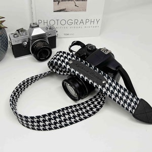 Personalized camera Strap Houndstooth, camera strap for all DSLR-cameras, Canon, Nikon, photographer gift