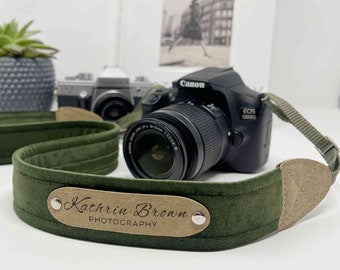 Personalized camera strap, camera strap with engraving for all SLR- and DSLR- cameras