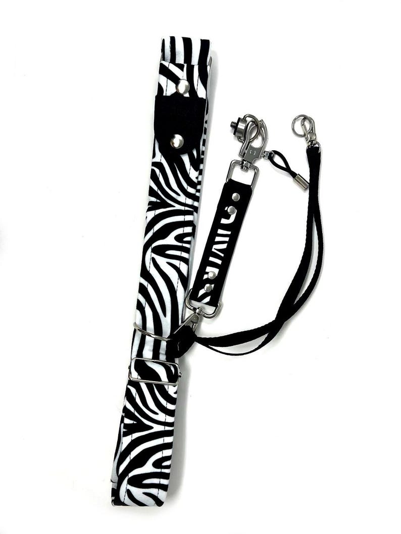 Sling Camera Strap: Vegan Leather and Velour (Leo print, Zebra or Houndstooth) image 6